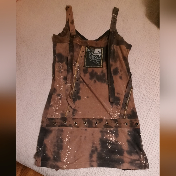 Salvage "Rockers & Thieves" Strappy Brown & Black Mini Dress / Tunic - Picture 6 of 8